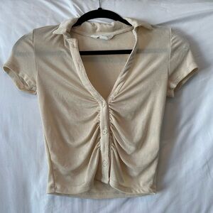 Glassons beige ruched button top